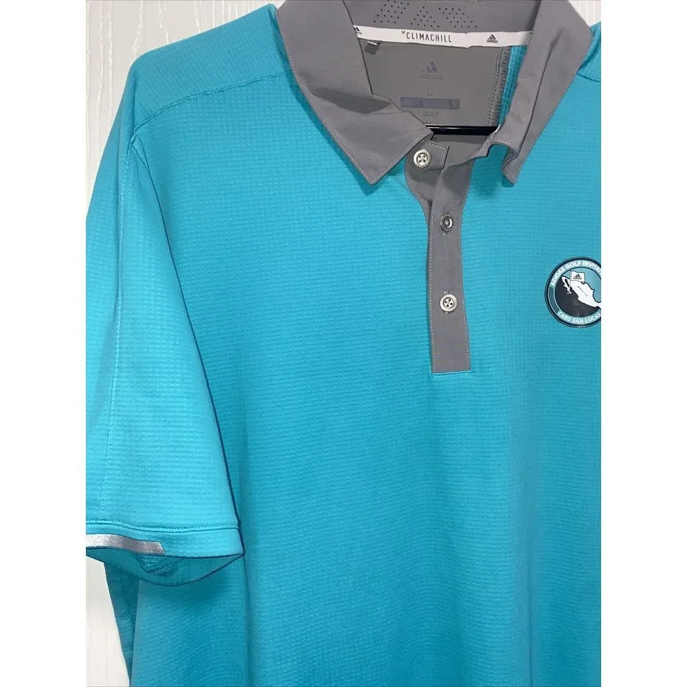 Adidas Climachill Green Golf Dri-Fit Polo Shirt Mens Size‎ L Adidas Invitational